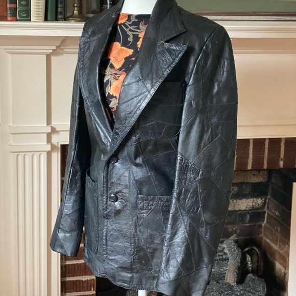 Vintage 1970s Patchwork Leather Blazer Designed by Robert Lee - Picture 2 of 5